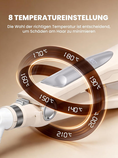 AraSyleon Welleneisen für Haare 22mm, PTC Schnellheizung 8 Stufen 140–210°C 60 Min. Rosa