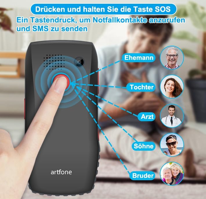 Artfone C1 Seniorenhandy ohne Vertrag,Mobiltelefon mit großen Tasten,GSM Dual,1,8 Zoll ,Schwarz