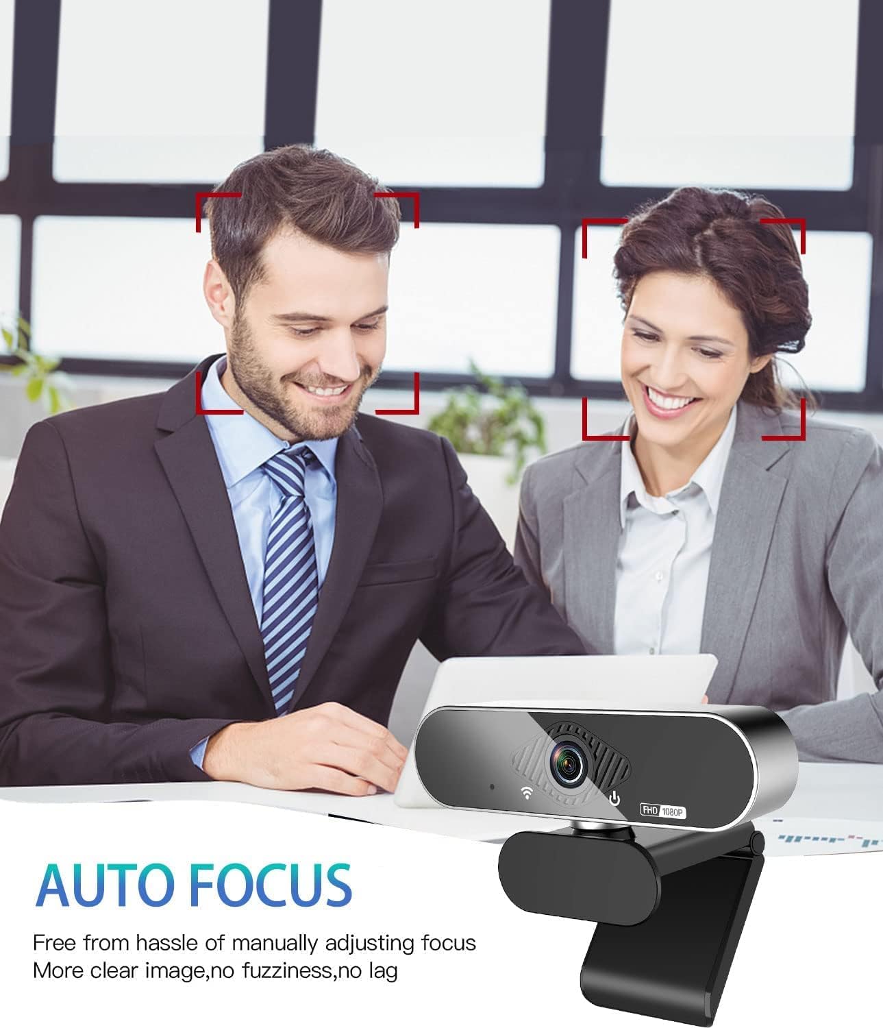 Webcam, 1080P Pro HD Webcam mit Stereo-Mikrofon, 110° Weitwinkel,Stativ, Schwarz