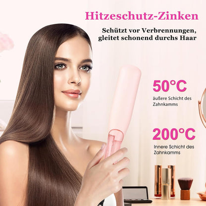 AraSyleon Dampf-Haarglätter Bürste 3-Temp Stufen PTC 30s Glättbürste Rosa