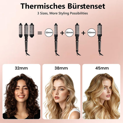 AraSyleon 3-in-1 Ionen-Wärmebürste Set (32/38/45mm), Thermobürste Rundbürste mit 5 Temp