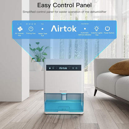Airtok Luftentfeuchter, 3L Elektrisch (88㎡), leiser Raumentfeuchter mit Timer