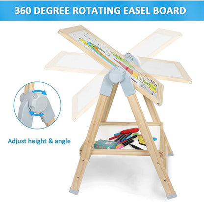 ARKMIIDO Kreidetafel für Kinder Holz Standtafel Schreibtafel Schultafel Faltbare,doppelseitiges,höhenverstellbare