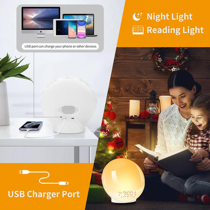 Tageslichtwecker Lichtwecker Wake up Light,Wecker Radio, 2 Alarmen Snooze 11 Farblicht