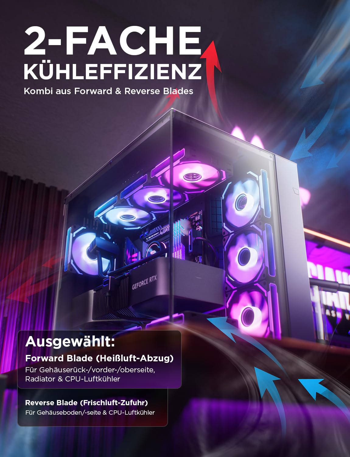 AsiaHorse COSMIQ RGB PC Lüfter 120MM Gehäuselüfter 3 Stück, ARGB Schwarz