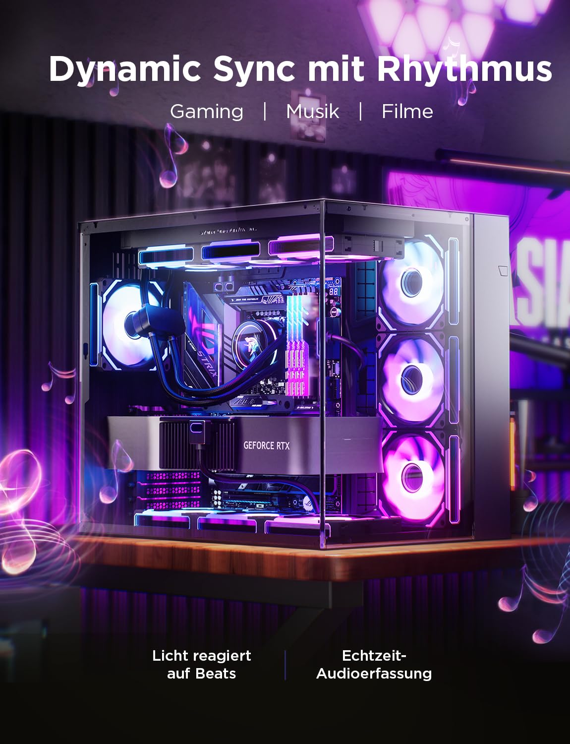 AsiaHorse COSMIQ RGB PC Lüfter 120MM Gehäuselüfter 3 Stück, ARGB Schwarz