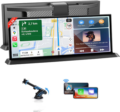 11,26 Zoll CarplayDisplay & Android Auto mit Stehender Halterung mit IPS Touchscreen,