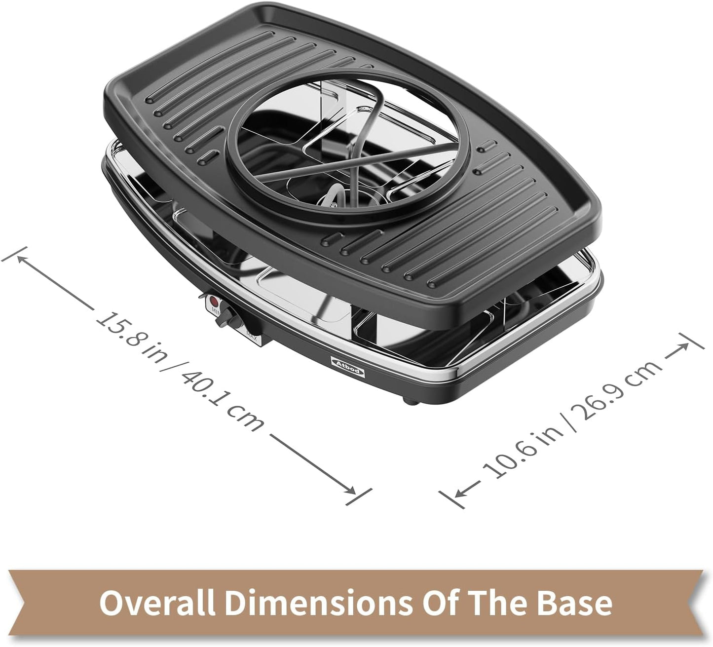 Atbod Elektrisches Fondue-Topf-Set, elektrischer Indoor-Raclette-Tischgrill für 8 Personen,