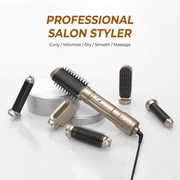 Atopskins Airstyler Set 6 in 1 Warmluftbürste Set, 1000W Stylingbürsten Set Gold