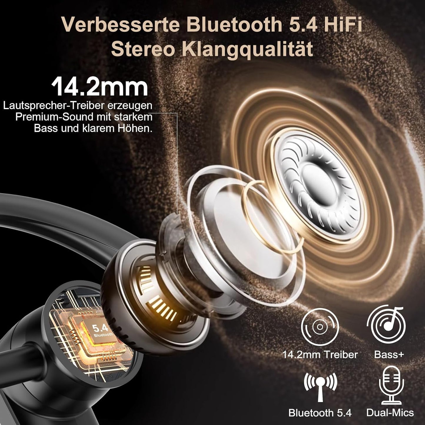 Atheewon S72 Bluetooth Headset V5.4 Freisprech mit CVC 8.0 und ENC Dual Mikrofon