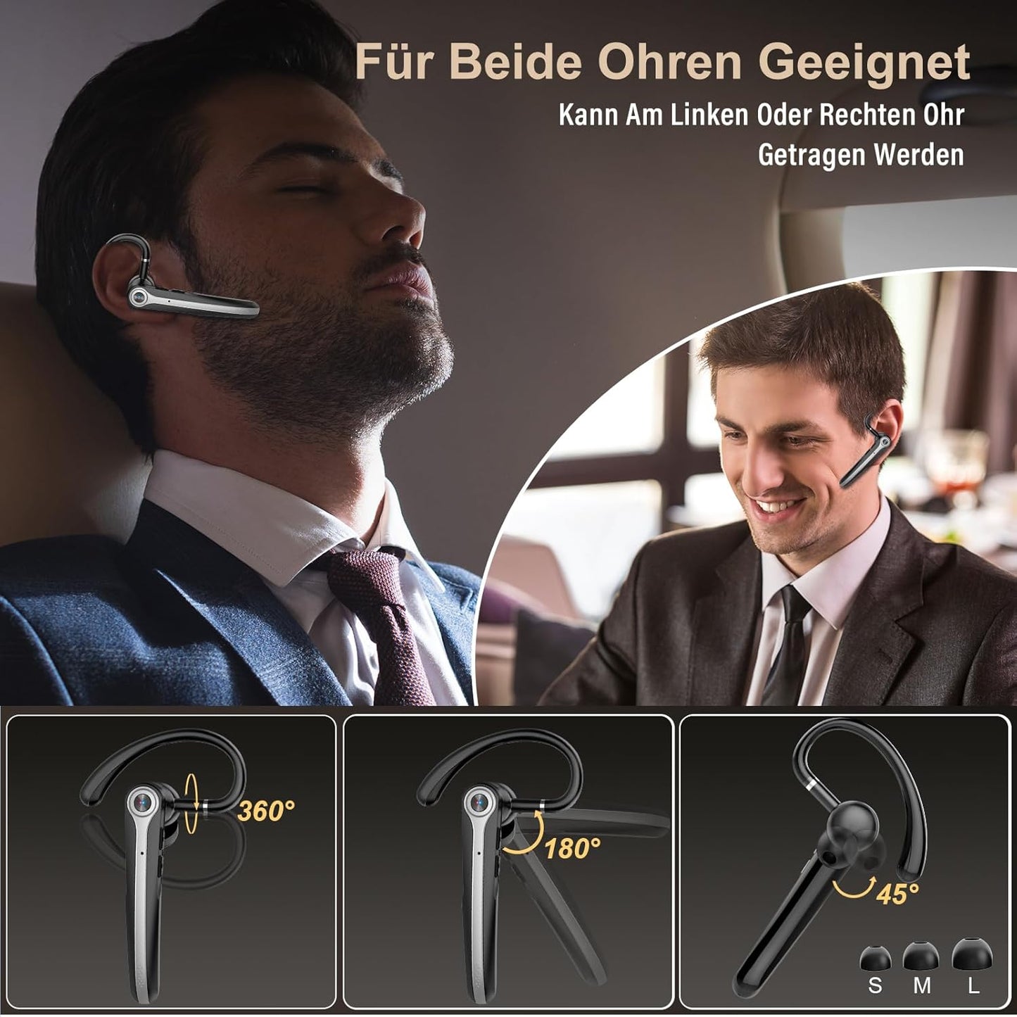 Atheewon S72 Bluetooth Headset V5.4 Freisprech mit CVC 8.0 und ENC Dual Mikrofon