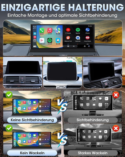 11,26 Zoll CarplayDisplay & Android Auto mit Stehender Halterung mit IPS Touchscreen,