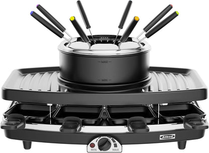 Atbod Elektrisches Fondue-Topf-Set, elektrischer Indoor-Raclette-Tischgrill für 8 Personen,