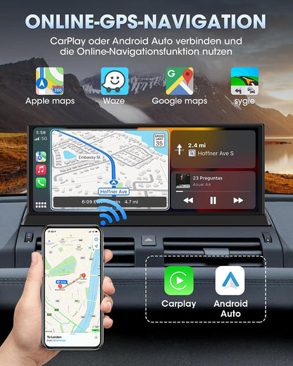 11,26 Zoll CarplayDisplay & Android Auto mit Stehender Halterung mit IPS Touchscreen,