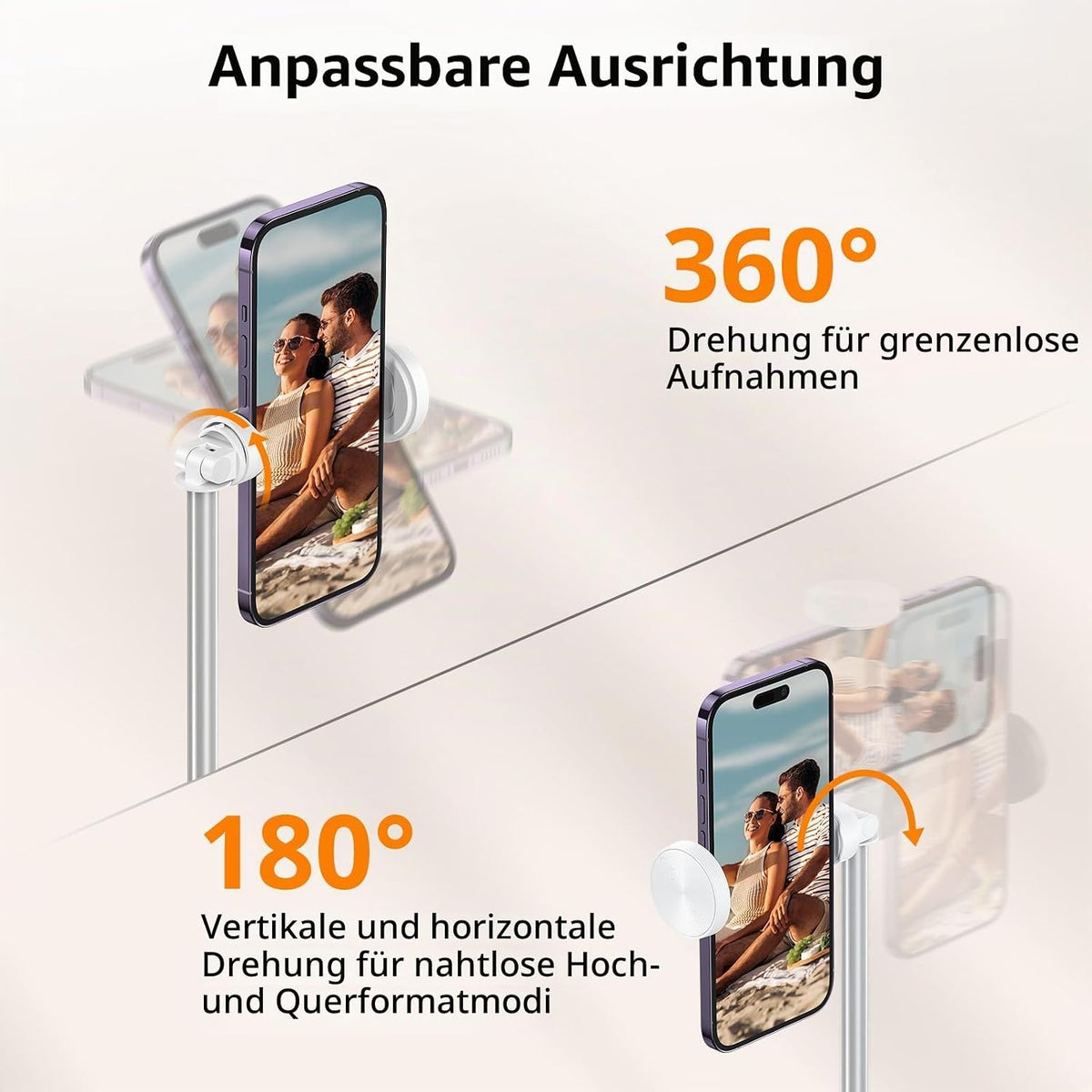 ATUMTEK Selfie Stick Stativ Bluetooth 140cm, für Smartphone mit Fernbedienung Weiß