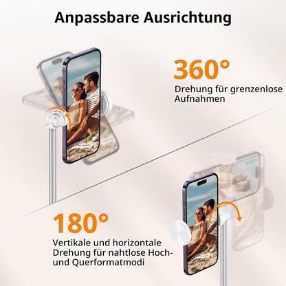 ATUMTEK Selfie Stick Stativ Bluetooth 140cm, für Smartphone mit Fernbedienung Weiß