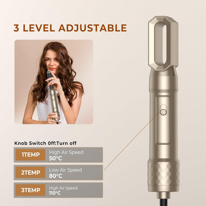 Atopskins Airstyler Set 6 in 1 Warmluftbürste Set, 1000W Stylingbürsten Set Gold