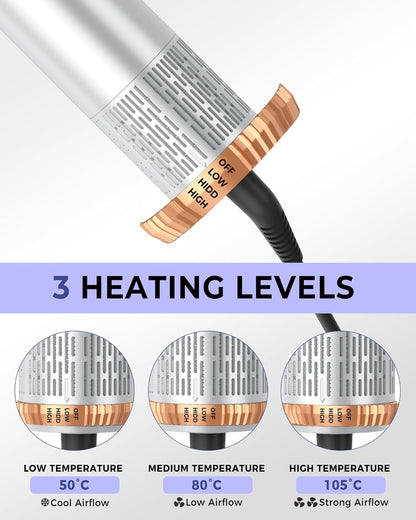 Atopskins Hair styler 6 in 1 Air styler mit Hairstyler Föhnbürste Warmluftbürste Haartrockner Lockenstab, Glättbürste