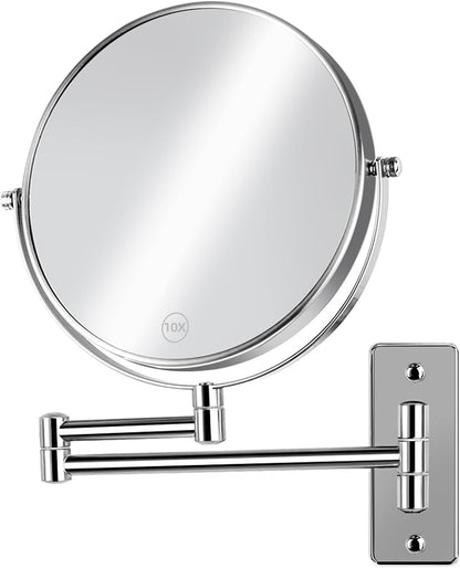 AumVum Kosmetikspiegel Wandmontage, 8'', 1X/10X 360° Schwenkbarer, Chrome