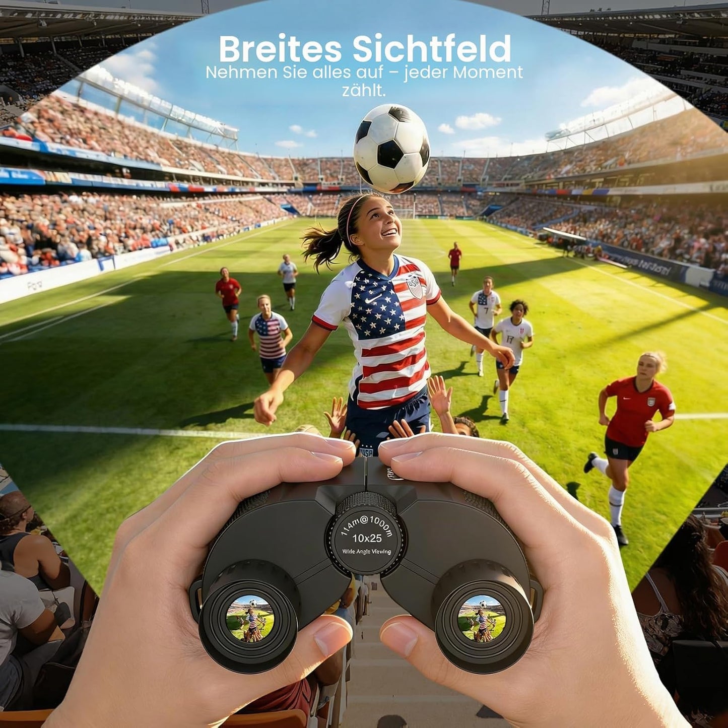 Aurosports Fernglas 10x25 Kompakt Ferngläser Kinder Erwachsene Klein Nachtsicht