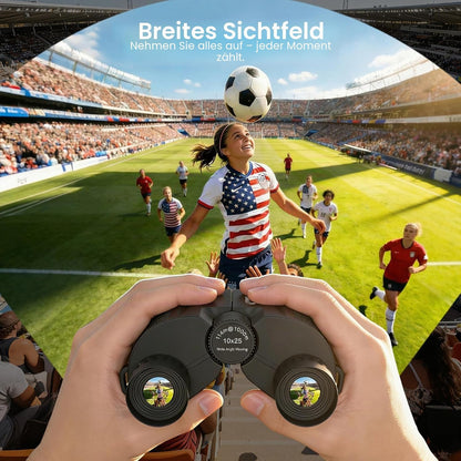 Aurosports Fernglas 10x25 Kompakt Ferngläser Kinder Erwachsene Klein Nachtsicht