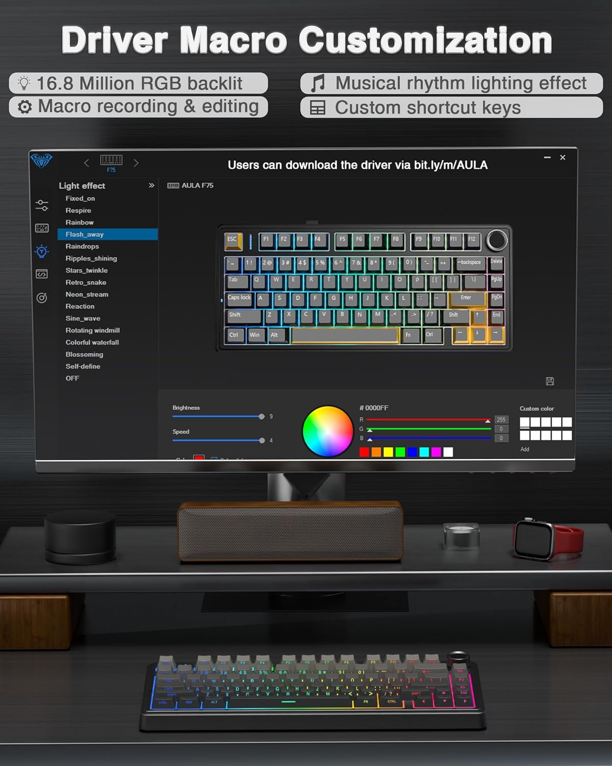 AULA F75 PRO Mechanische Tastatur Gaming,2.4GHz/Type-C/BT5.0 Mechanical Keyboard