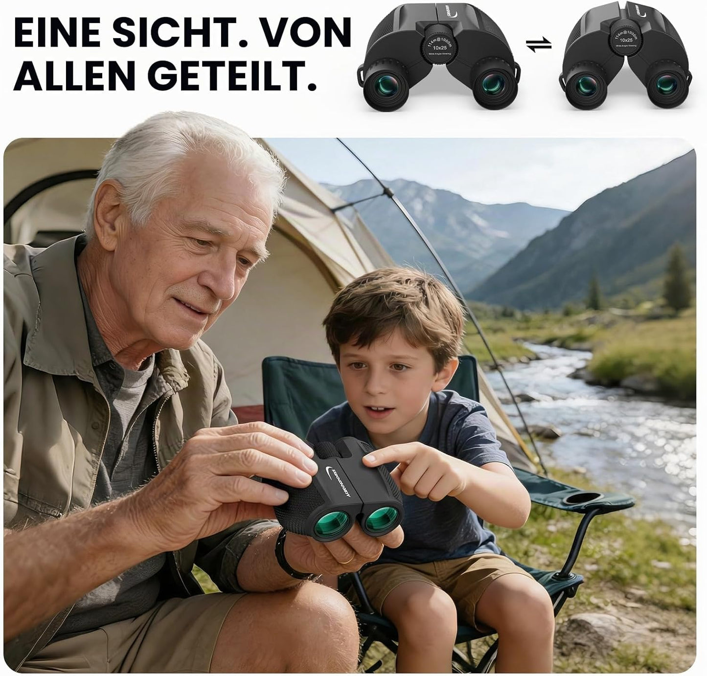 Aurosports Fernglas 10x25 Kompakt Ferngläser Kinder Erwachsene Klein Nachtsicht