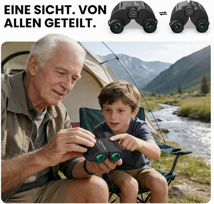Aurosports Fernglas 10x25 Kompakt Ferngläser Kinder Erwachsene Klein Nachtsicht