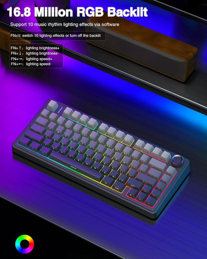 AULA F75 PRO Mechanische Tastatur Gaming,2.4GHz/Type-C/BT5.0 Mechanical Keyboard