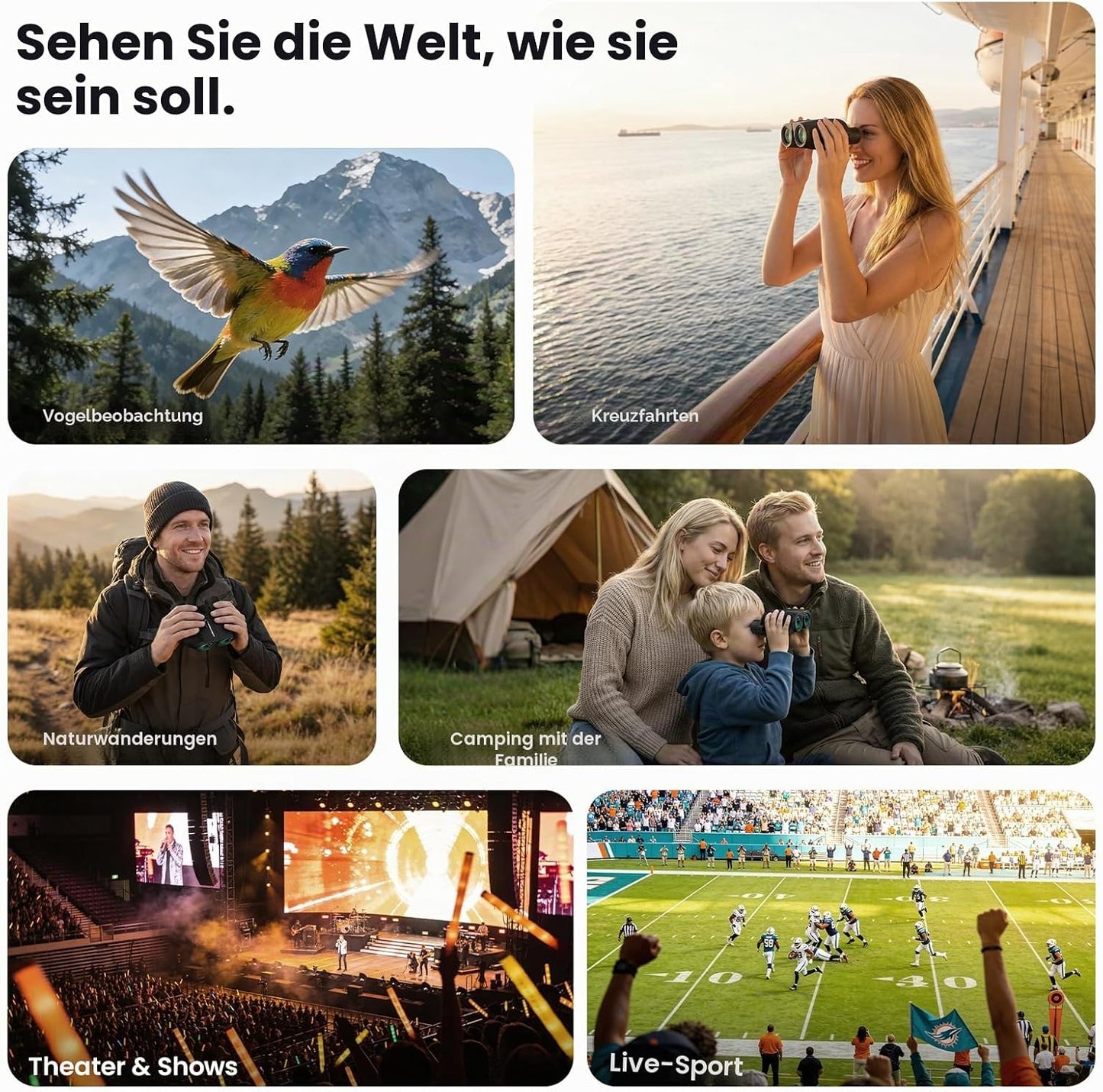 Aurosports Fernglas 10x25 Kompakt Ferngläser Kinder Erwachsene Klein Nachtsicht