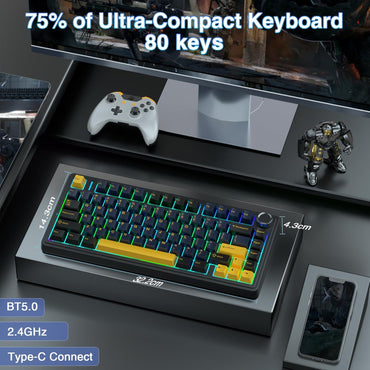 AULA F75 Mechanische Tastatur Gaming,2.4GHz/Type-C/BT5.0 Mechanical Keyboard