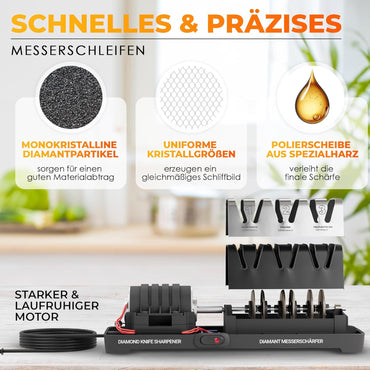 AUSTEIN® Diamant Messerschärfer elektrisch  3 Phasen mit Spänekollektor