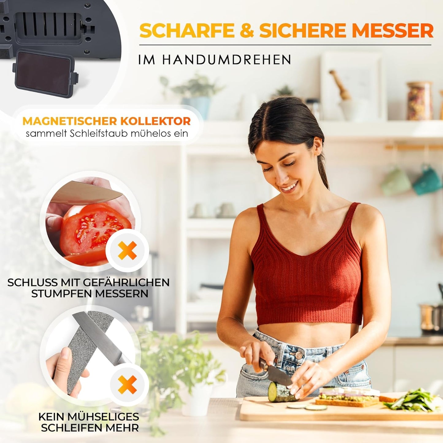 AUSTEIN® Diamant Messerschärfer elektrisch  3 Phasen mit Spänekollektor