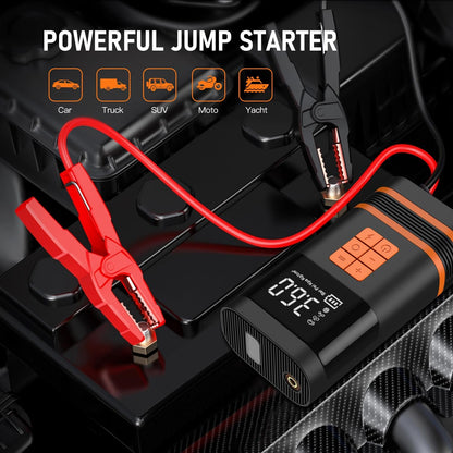 AUSI Starterhilfe mit Luftkompressor, 150 PSI elektrische Luftpumpe 1000 A, Kabel lose, tragbar, mit digitalem Manometer für Auto/Motorrad/Fahrrad/Ball