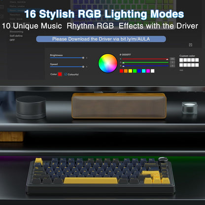 AULA F75 Mechanische Tastatur Gaming,2.4GHz/Type-C/BT5.0 Mechanical Keyboard