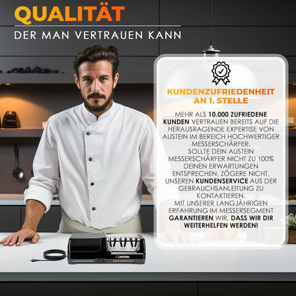 AUSTEIN® Diamant Messerschärfer elektrisch  3 Phasen mit Spänekollektor