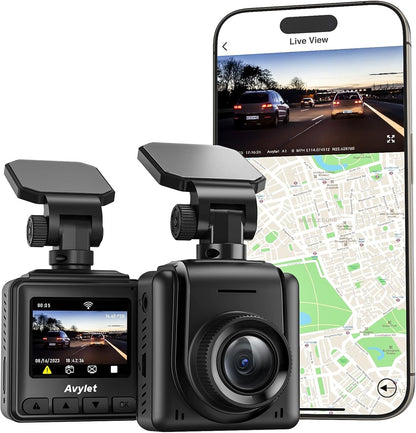 Avylet 2K Dashcam Wi-Fi, Mini Autokamera mit APP,170° Weitwinkel, Nachtsicht, 24h Parkmonitoring