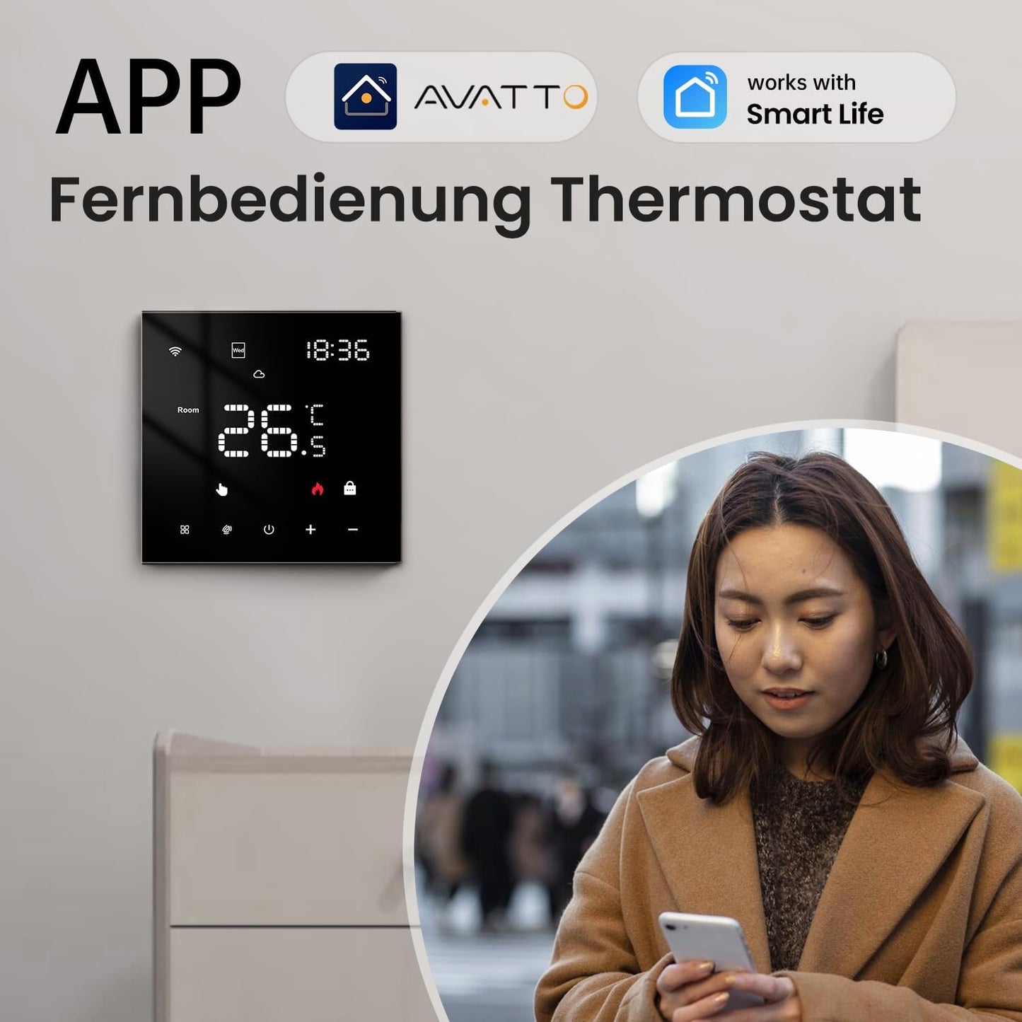 AVATTO Thermostat für Wasser-Fußbodenheizung, Smart WiFi programmierbarer Raumthermostat
