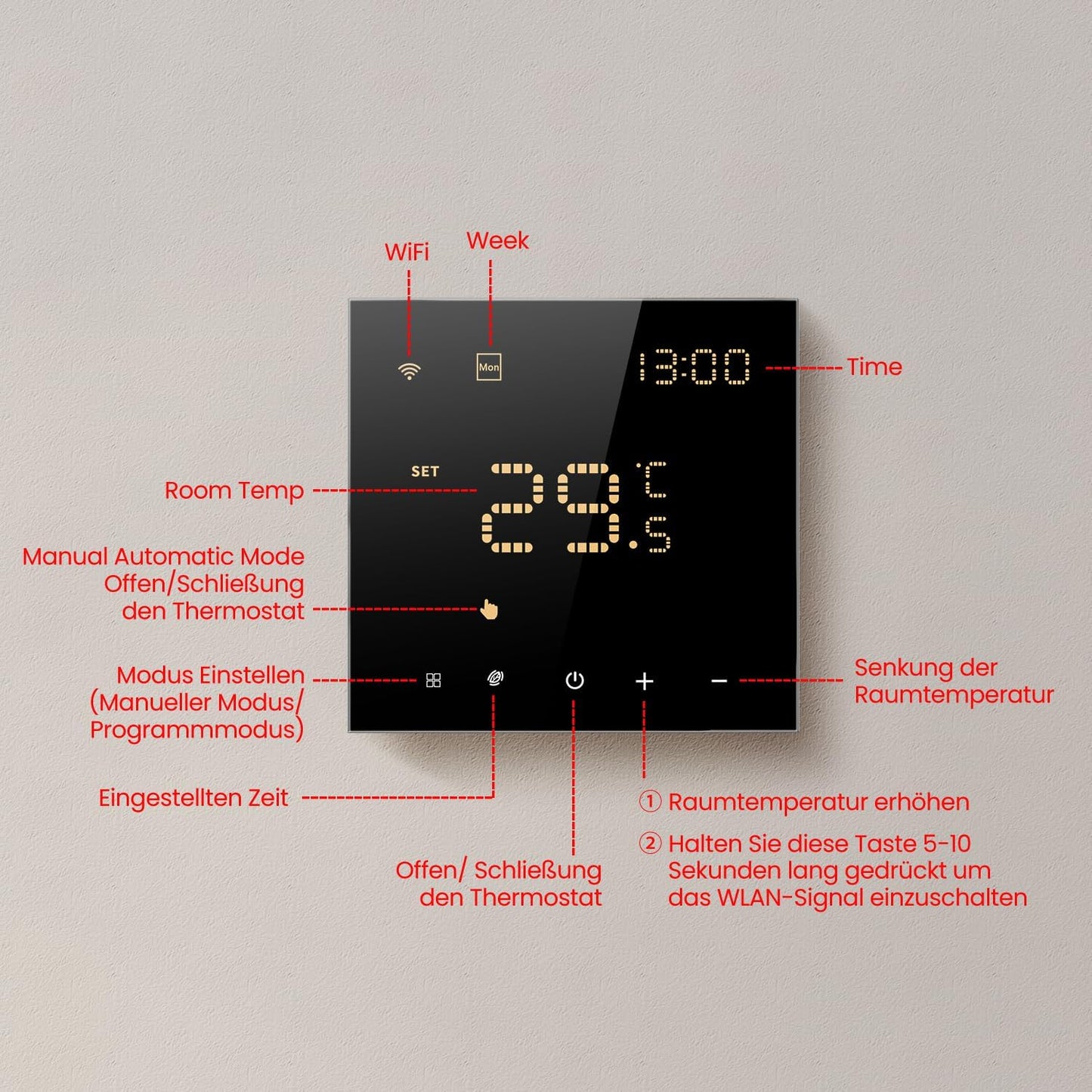 AVATTO Thermostat für Wasser-Fußbodenheizung, Smart WiFi programmierbarer Raumthermostat