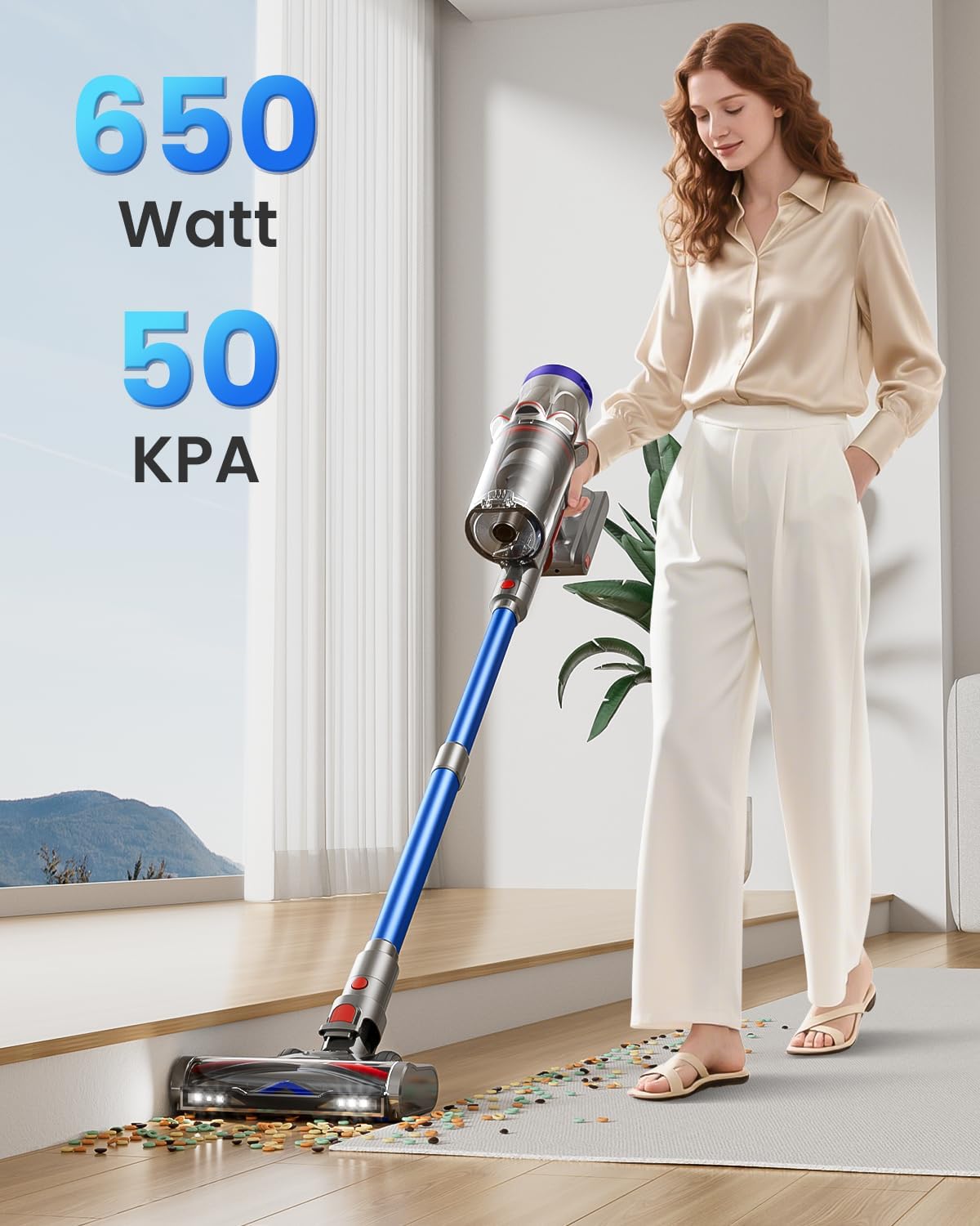 Avalsor CyberG9 Akku Staubsauger 50000Pa/600W/65Min Kabellos 1,8L mit OLED-Display