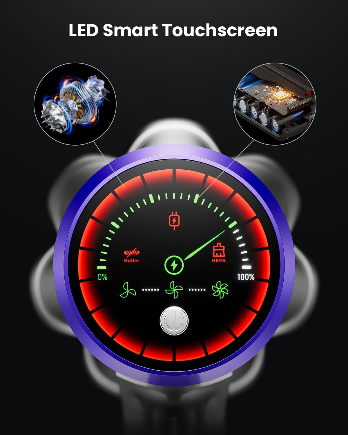 Avalsor CyberG9 Akku Staubsauger 50000Pa/600W/65Min Kabellos 1,8L mit OLED-Display