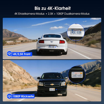 Avylet 4K/2.5K+1080P Dashcam 5GHz WiFi Dual Autokamera mit 64GB SD Karte