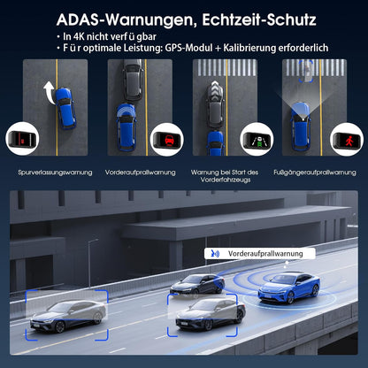 Avylet 4K/2.5K+1080P Dashcam 5GHz WiFi Dual Autokamera mit 64GB SD Karte