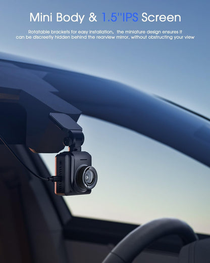 Avylet 2K Dashcam Wi-Fi, Mini Autokamera mit APP,170° Weitwinkel, Nachtsicht, 24h Parkmonitoring