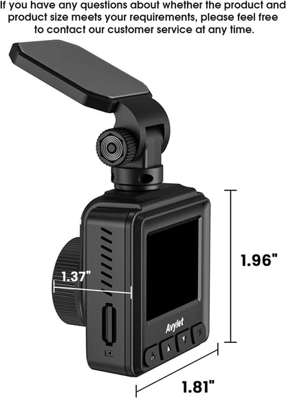 Avylet 2K Dashcam Wi-Fi, Mini Autokamera mit APP,170° Weitwinkel, Nachtsicht, 24h Parkmonitoring
