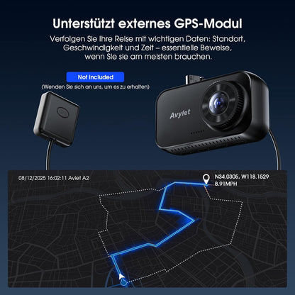 Avylet 4K/2.5K+1080P Dashcam 5GHz WiFi Dual Autokamera mit 64GB SD Karte