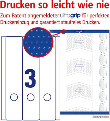 Étiquettes de rangement Avery Zweckform L6059-25, format A4 avec adhérence ultra-résistante, 59 x 297 mm, 30 arches/90 étiquettes, blanches