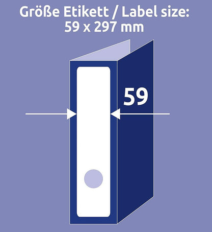 Étiquettes de rangement Avery Zweckform L6059-25, format A4 avec adhérence ultra-résistante, 59 x 297 mm, 30 arches/90 étiquettes, blanches