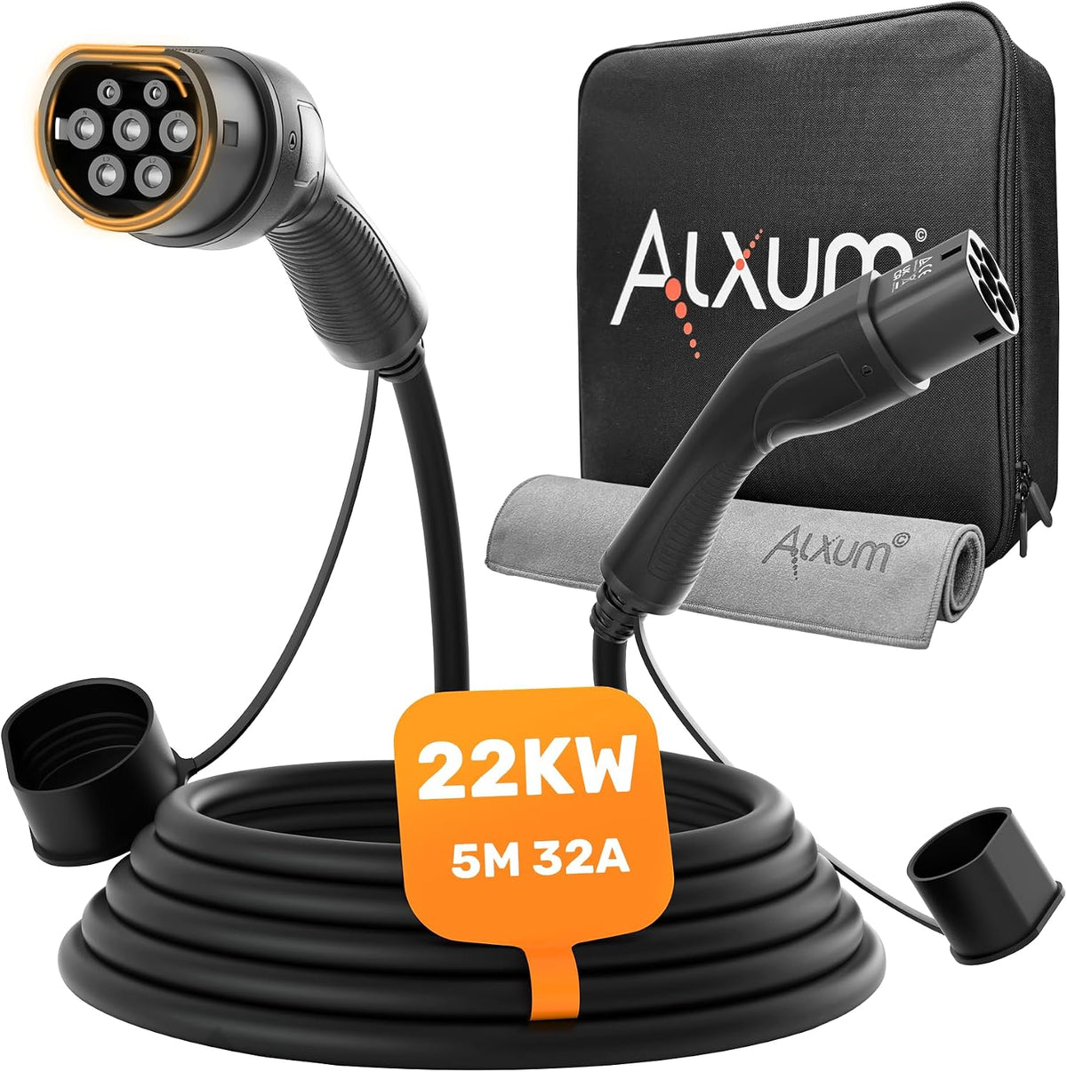 Alxum Typ-2-Ladekabel, 22 kW und 32 A, für Hybrid- und Elektrofahrzeuge (dreiphasig)
