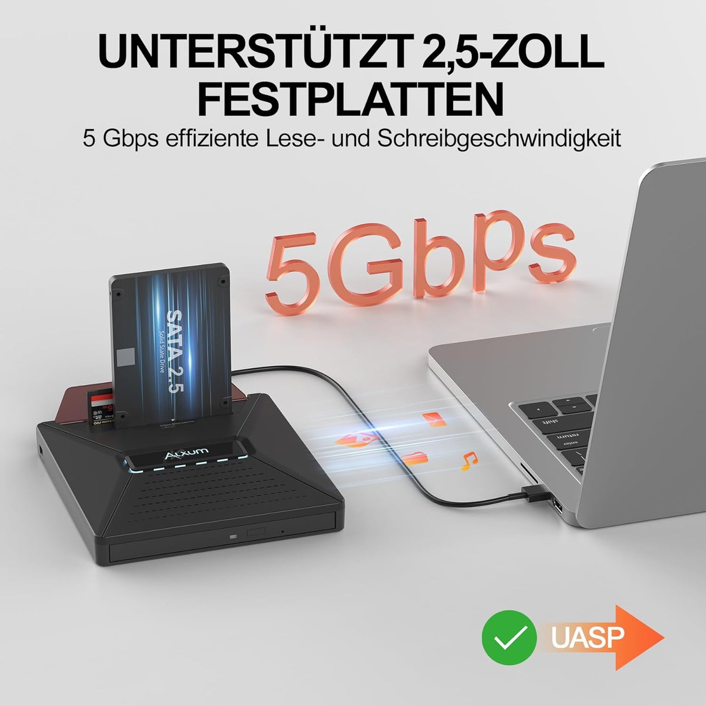 Alxum Externes DVD CD Laufwerk für Laptop,  extern USB mit SATA-Schnittstelle,T050A